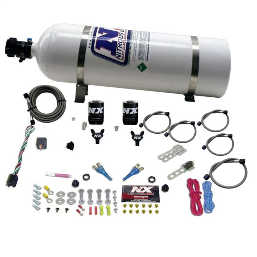 Nitrous Express 20616-15 DUAL NOZZLE SPORT COMPACT SYSTEM W/ 15LB BOTTLE (35-50-75HP)