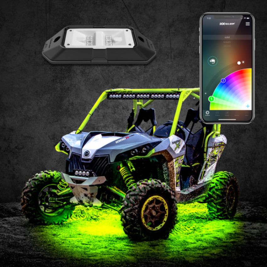 XKGLOW XK-ROCK-ADV-DM XK Glow Rock Light Advanced Kit w/ Dual-Mode Dash Mount Controller 8pc 6W LED