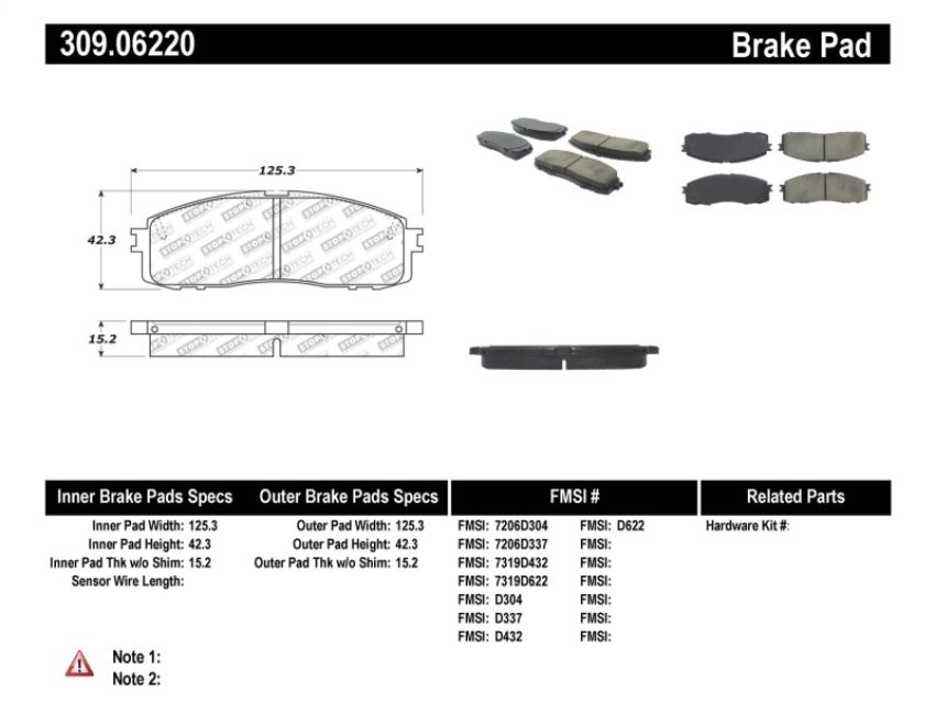 Stoptech 309.06220 Performance 87-92 MK3 Supra Rear Brake Pads