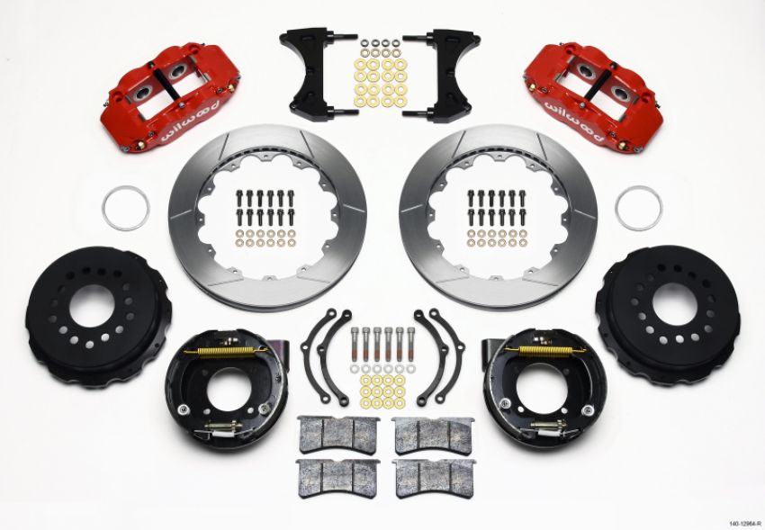 Wilwood 140-12964-R Narrow Superlite 4R Rear P-Brk Kit 12.88in Red Chevy 12 Bolt w/ C-Clips