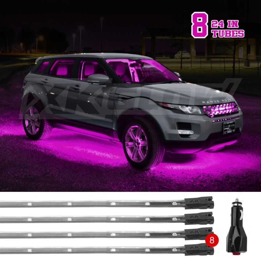XKGLOW XK041002-P XK Glow Tube Single Color Underglow LED Accent Light Car/Truck Kit Pink - 8x24In