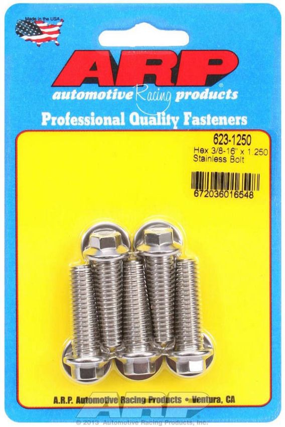 ARP ARP623-1250 S/S Bolt Kit - 6pt. (5) 3/8-16 x 1.250