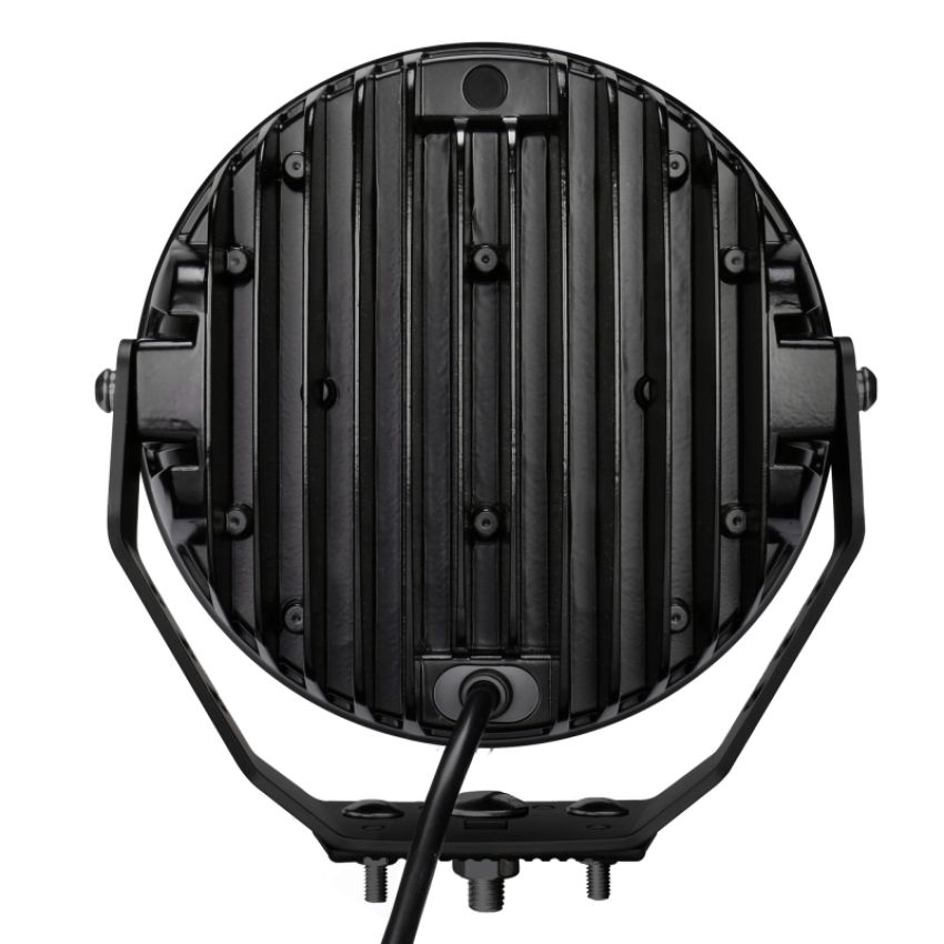 Go Rhino 751700911SRS Xplor Blackout Series Round Single LED Spot Light Kit w/DRL (Surface Mount) 9in. - Blk