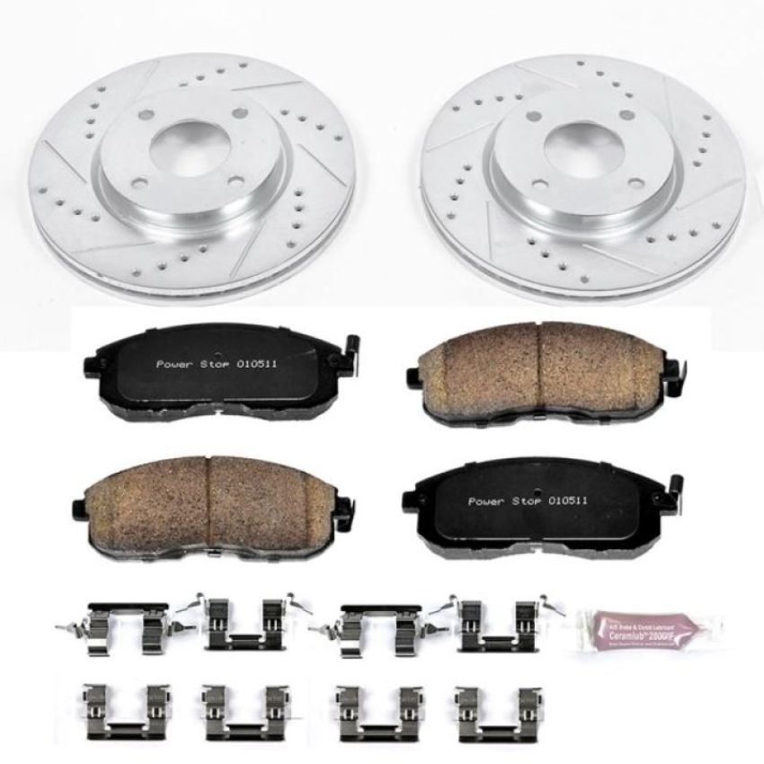 PowerStop K5817 Z23 Daily Driver Carbon-Fiber Ceramic Brake Pad and Drilled & Slotted Rotor Kit