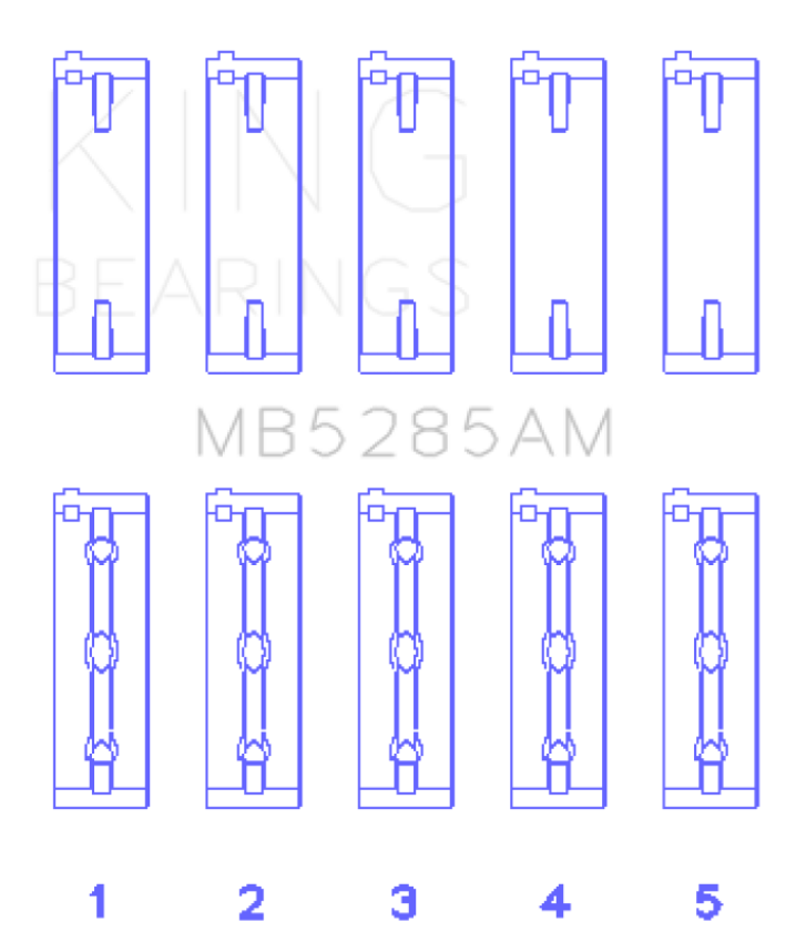 King Engine Bearings MB5285AM0.5 Suzuki J18K/J20A (Size +0.50mm) Main Bearing Set