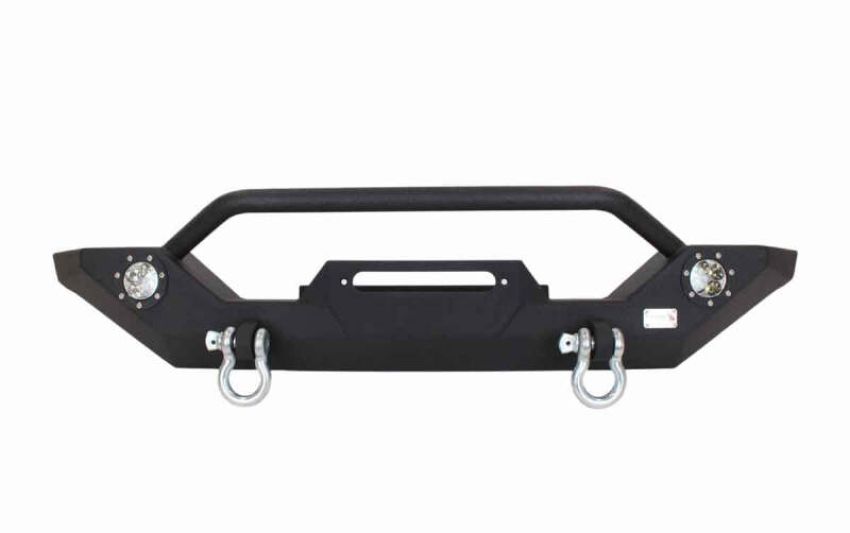 Fishbone Offroad FB22016 87-06 Jeep TJ/YJ Wrangler TJ/YJ Steel Front Bumper W/LEDs - Blk Textured Powercoat