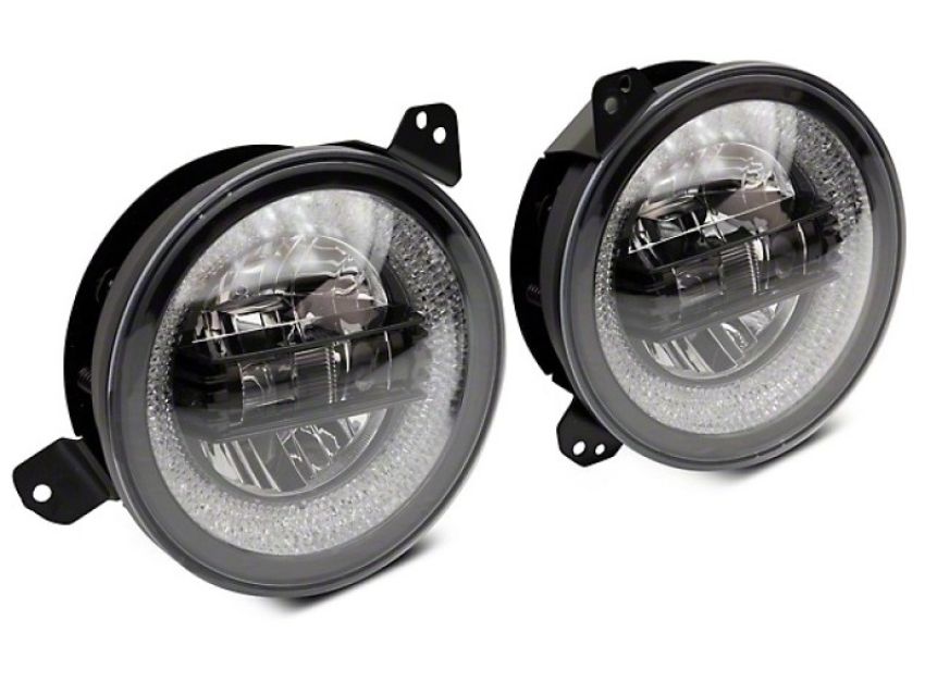 Raxiom J142668 18-22 Jeep Wrangler JL/JT Axial 9-Inch LED Headlights w/RGB Halo- Blk Housing (Clear Lens)