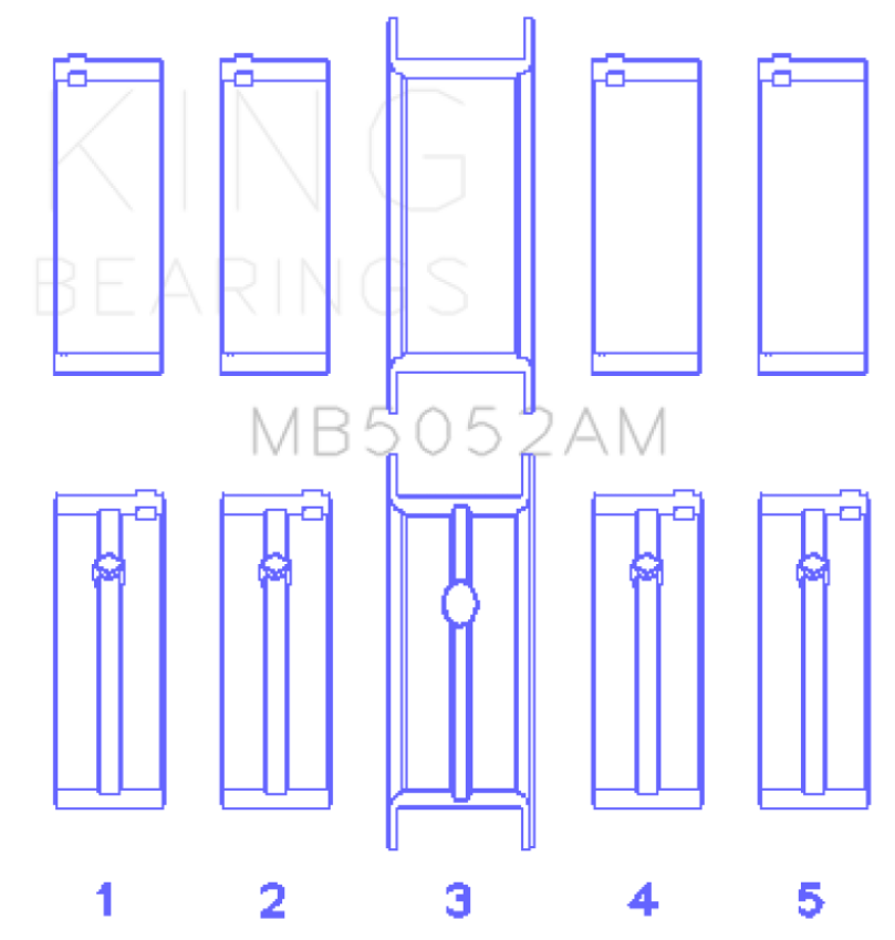 King Engine Bearings MB5052AM King Chrysler/Mitsubishi 122ci 2.0L (Size STD) Main Bearing Set