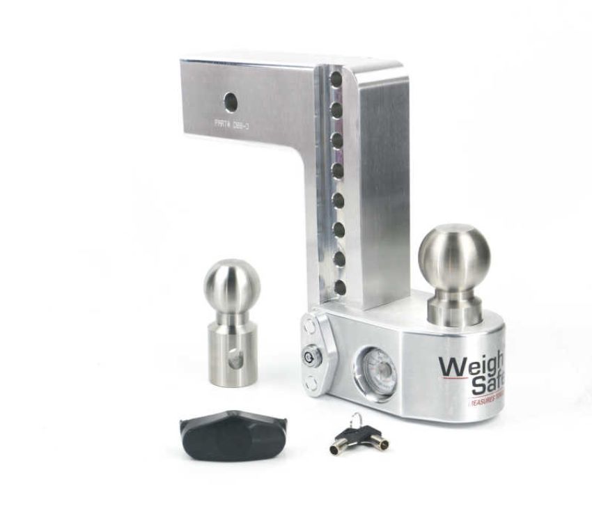 Weigh Safe WS8-3 8in Drop Hitch w/Built-in Scale & 3in Shank (10K/21K GTWR) - Aluminum