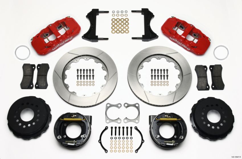 Wilwood 140-10947-R AERO4 Rear P-Brake Kit 14.00in Red Big Ford Old Style 2.36in Offset