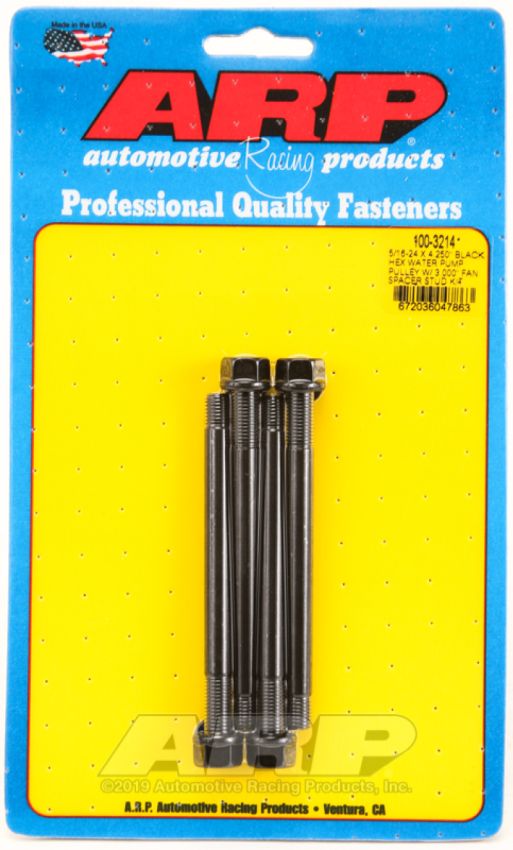ARP 100-3214 5/16-24 X 4.250 Black Hex Water Pump Pulley w/ 3.000in Fan Spacer Stud Kit