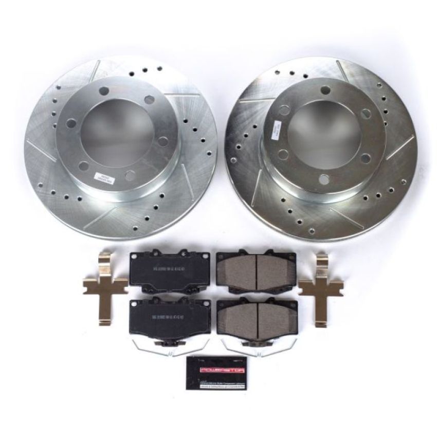 PowerStop K1233 Z23 Daily Driver Carbon-Fiber Ceramic Brake Pad and Drilled & Slotted Rotor Kit