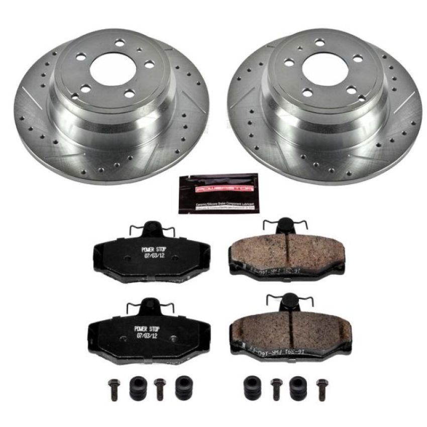 PowerStop K7499 Z23 Daily Driver Carbon-Fiber Ceramic Brake Pad and Drilled & Slotted Rotor Kit