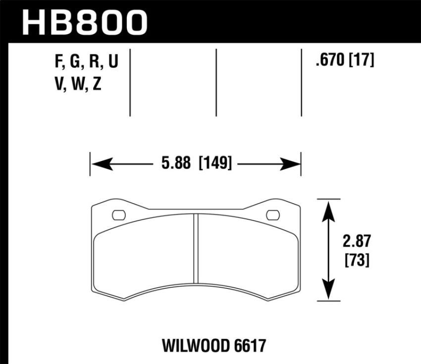 Hawk Performance HB800Z.670 Performance Ceramic Disc Brake Pad
