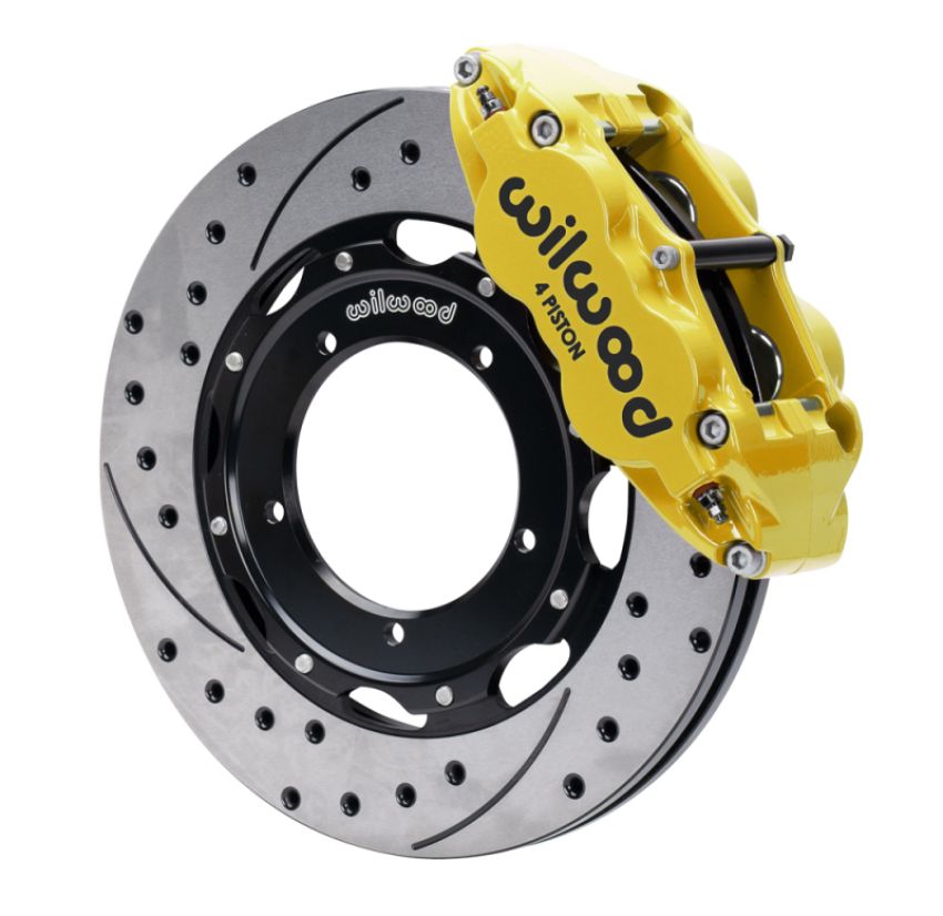 Wilwood 140-16947-DY 69-89 Porsche 911 Front Superlite Brake Kit 3.5in MT Drilled & Slotted Face - Yellow