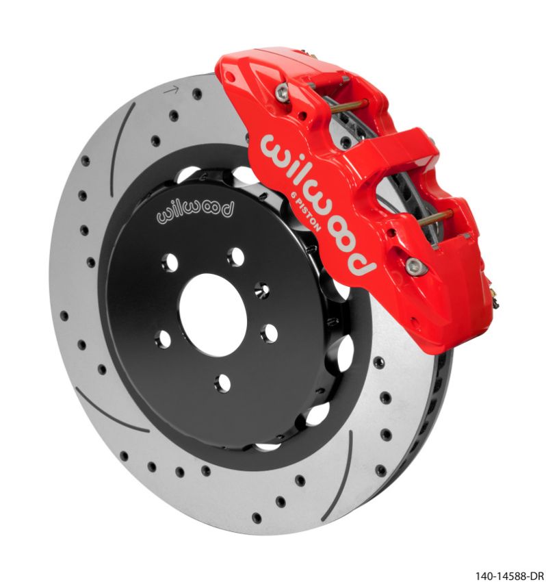 Wilwood 140-14588-DR AERO6 Front Kit 15.00in BBK - 08-12 Audi A4/A5/S5 - Drilled & Slotted Rotor - Red