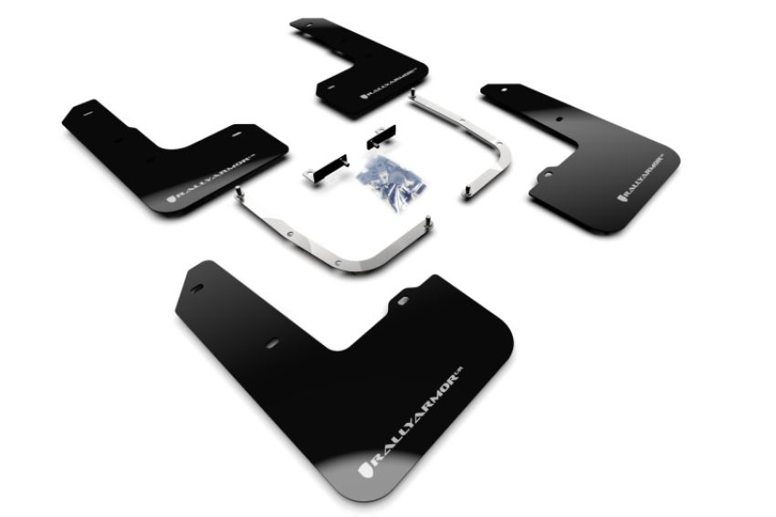Rally Armor MF57-UR-BLK/SIL Black Mud Flap/Silver Logo
