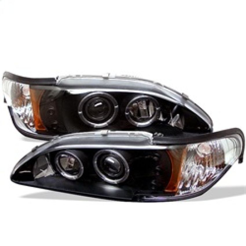 SPYDER 5010391 1PC Projector Headlights - LED Halo - Amber Reflector - Black