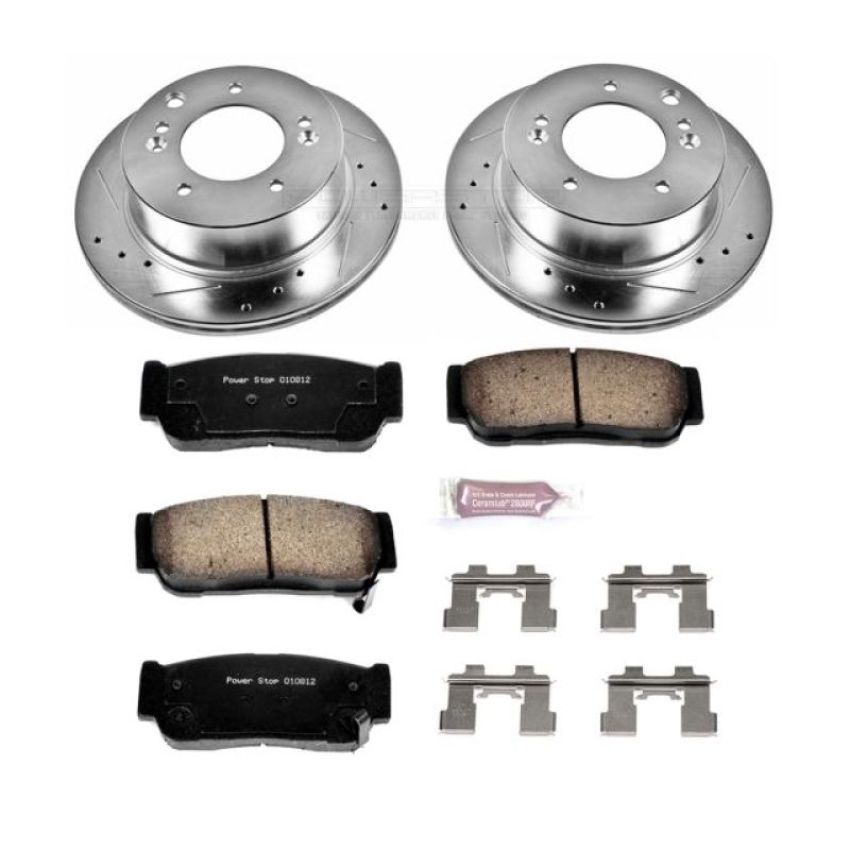 PowerStop K5901 Z23 Daily Driver Carbon-Fiber Ceramic Brake Pad and Drilled & Slotted Rotor Kit