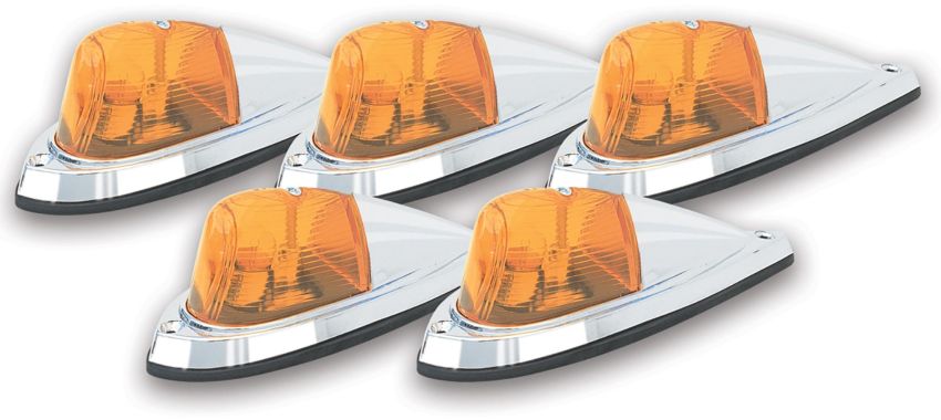 Pacer Performance 20-106 LED Amber Deluxe Chrome Hi-5 Cab Roof Light Kit
