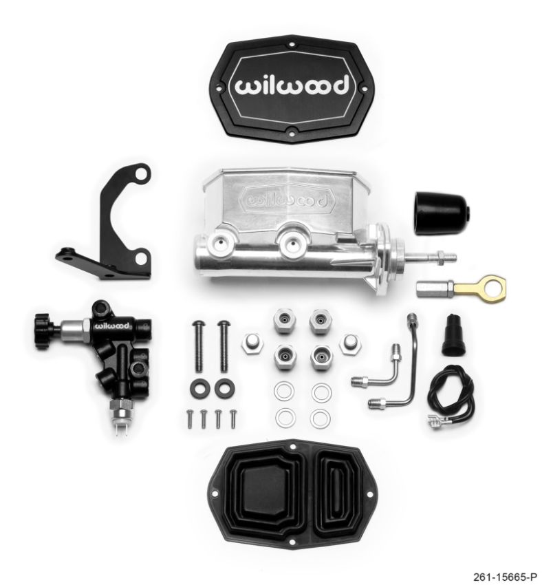 Wilwood 261-15665-P Compact Tandem M/C - 1in Bore w/RH Bracket and Valve (Mustang Pushrod) - Ball Burnished