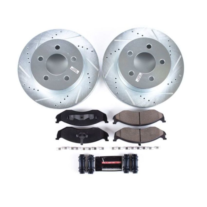 PowerStop K2152 Z23 Daily Driver Carbon-Fiber Ceramic Brake Pad and Drilled & Slotted Rotor Kit