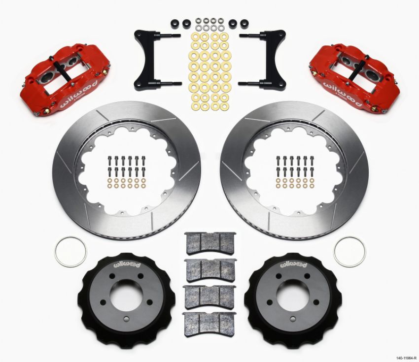 Wilwood 140-11964-R Narrow Superlite 6R Front Hat Kit 14.00in Red 93-96 Mazda RX7