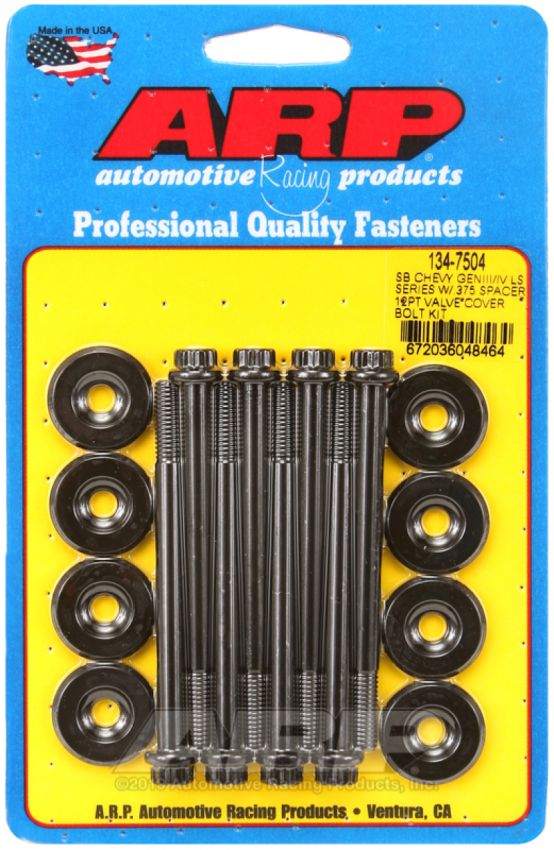ARP 134-7504 Small Block Chevy GENIII/IV LS Series .375 Spacer 12pt Valve Cover Bolt Kit - Black