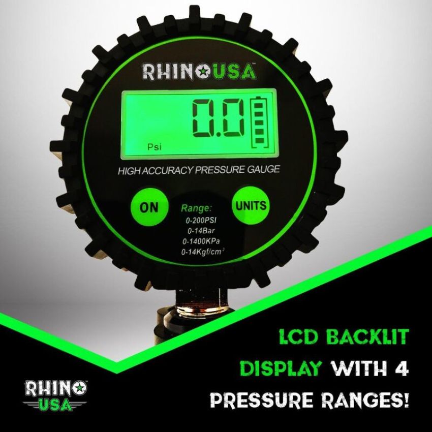 Rhino USA RGAUGE-0200 200 Psi Digital Tire Inflator Gauge