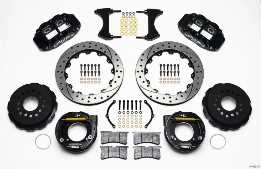 Wilwood 140-9223-D Narrow Superlite 4R Rear P-Brk Kit 12.88in Drilled Ford 8.8 w/2.5in Offset-5 Lug