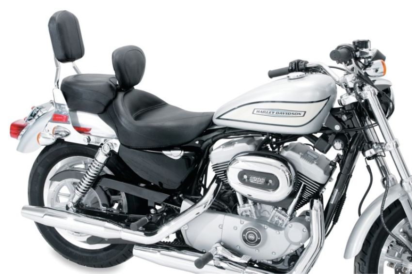 Mustang Motorcycle 79427 Mustang 04-21 Harley Sportster Wide Touring Solo Seat w/Driver Backrest - Black