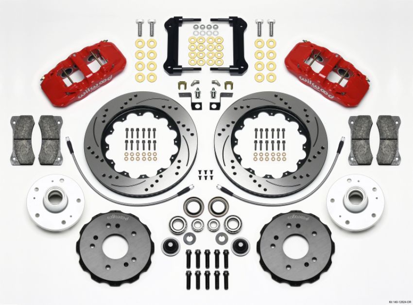 Wilwood 140-12824-DR AERO6 Front Truck Kit 14.25in Drill Red 97-03 Ford F150