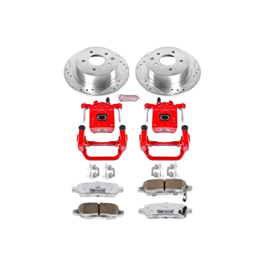 PowerStop KC098A-26 Z26 Street Performance Ceramic Brake Pad, Drilled Slotted Rotor, and Caliper Kit