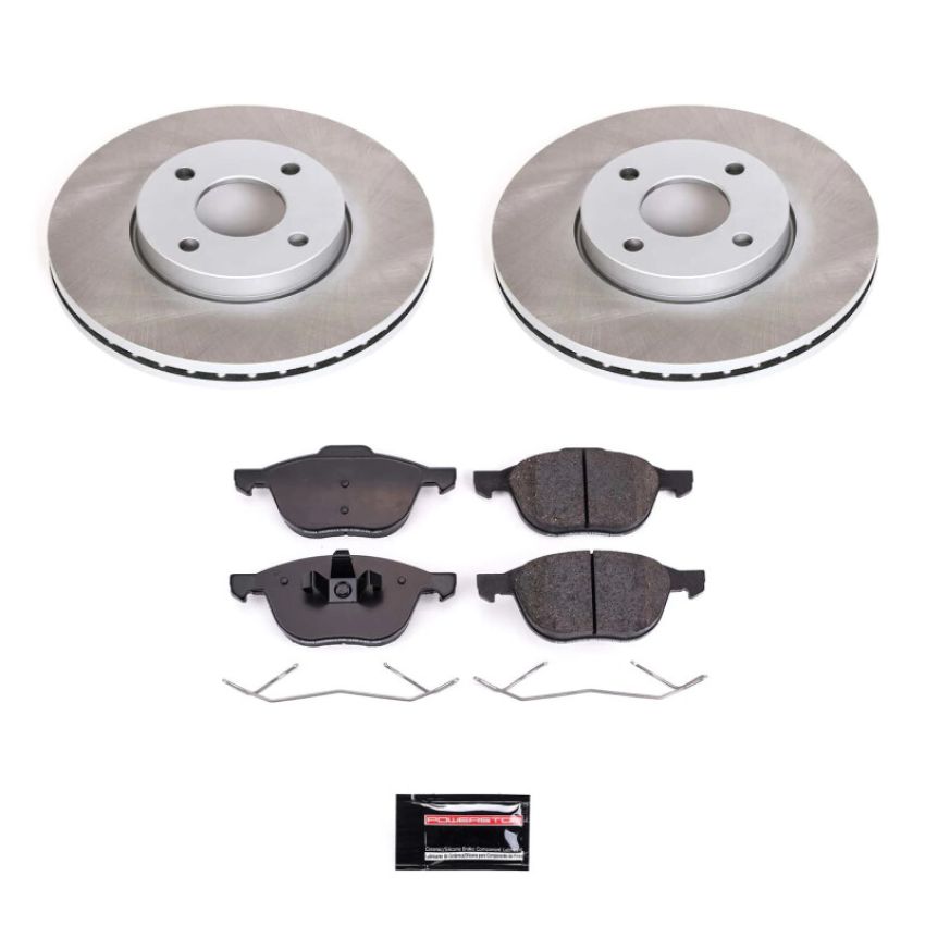 PowerStop SC1377 Semi-Coated Rotor and Low-Dust Ceramic Brake Pad Kit