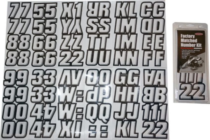 Hardline SIBLK500 Snowmobile Lettering Registration Kit 2 in. - 500 Silver/Black