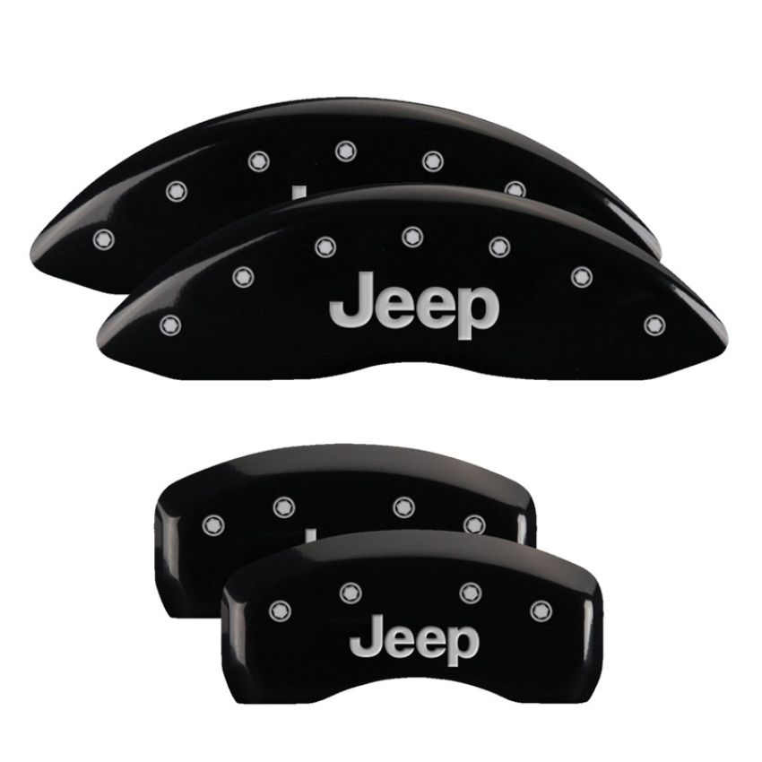 MGP 42003SJEPBK 4 Caliper Covers Engraved Front & Rear JEEP Black finish silver ch