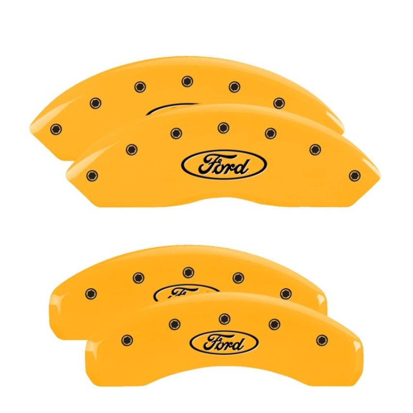 MGP 10240SFRDYL 4 Caliper Covers Engraved Front & Rear Oval logo/Ford Yellow finish black ch