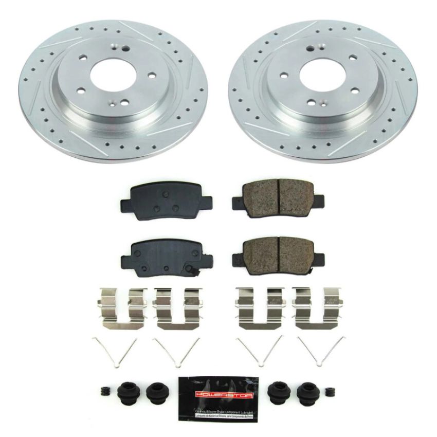 PowerStop K8770 Z23 Daily Driver Carbon-Fiber Ceramic Brake Pad and Drilled & Slotted Rotor Kit