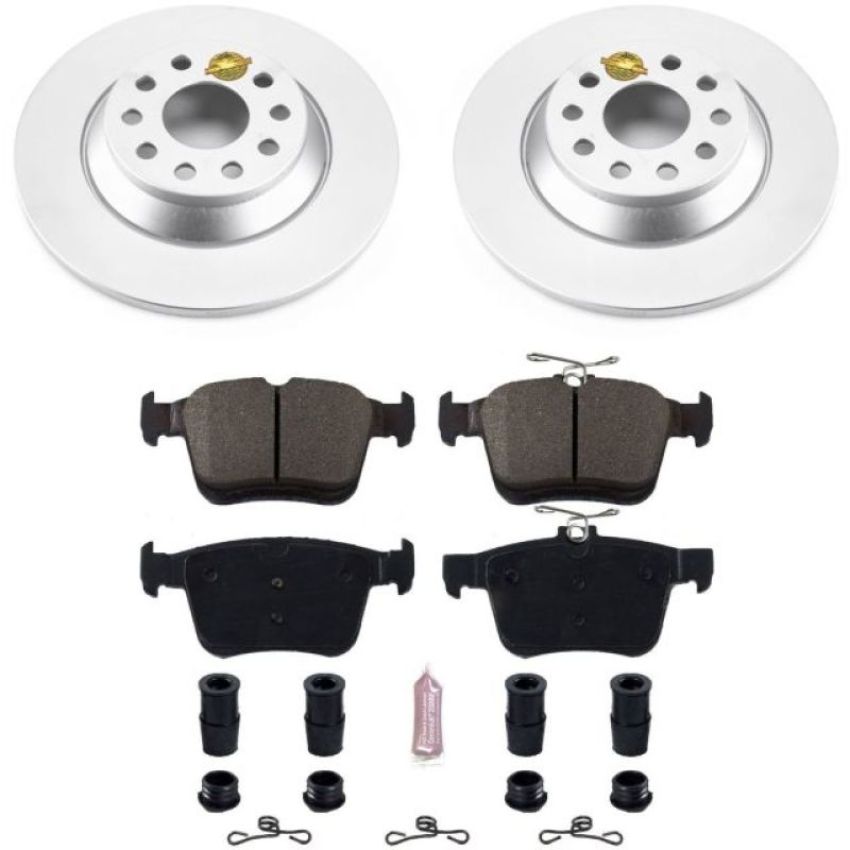 PowerStop CRK7176 Genuine Geomet Coated Rotor and Carbon-Fiber Ceramic Brake Pad Kit