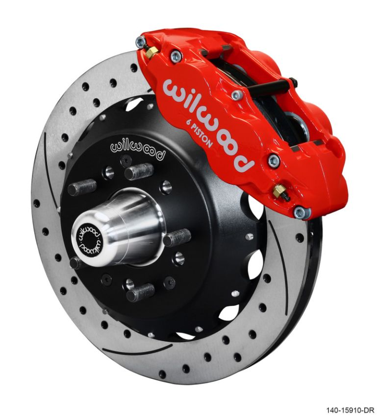 Wilwood 140-15910-DR Narrow Superlite 6R Front Big Brake Kit 12.88in SRP Drilled and Slotted Rotor - Red