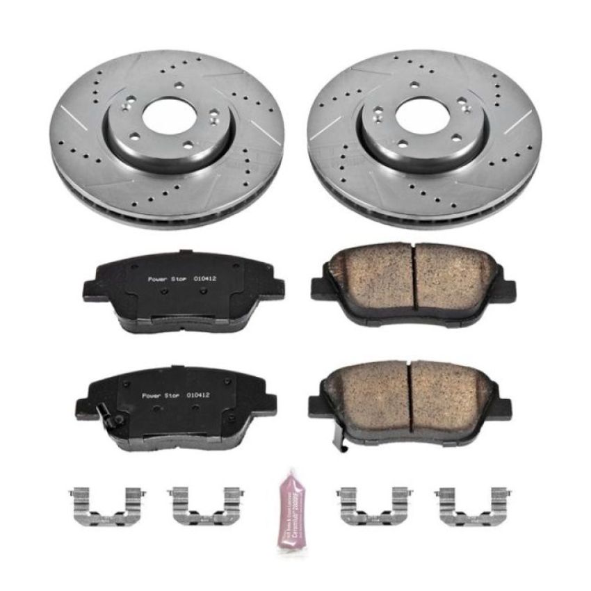 PowerStop K5377 Z23 Daily Driver Carbon-Fiber Ceramic Brake Pad and Drilled & Slotted Rotor Kit