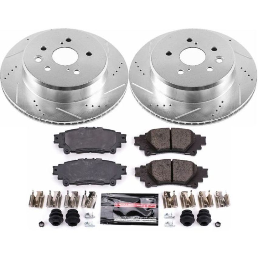 PowerStop K6514 Z23 Daily Driver Carbon-Fiber Ceramic Brake Pad and Drilled & Slotted Rotor Kit