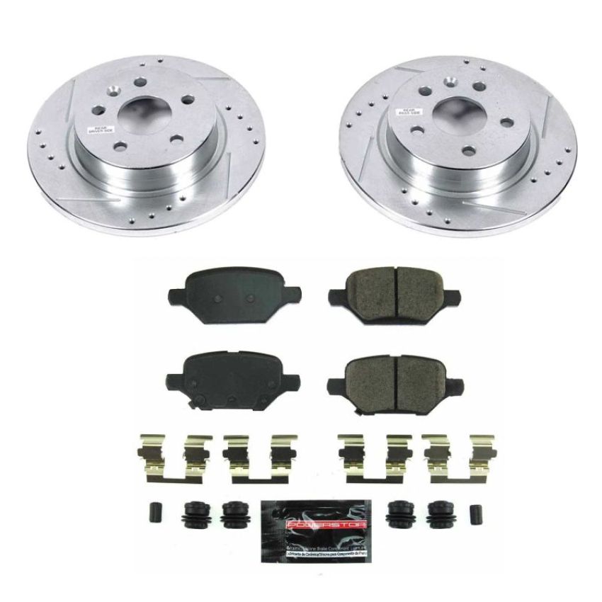 PowerStop K8488 Z23 Daily Driver Carbon-Fiber Ceramic Brake Pad and Drilled & Slotted Rotor Kit