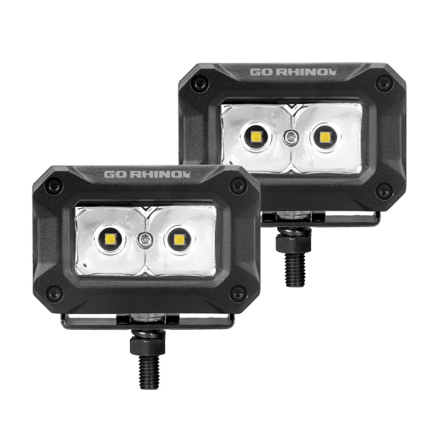 Go Rhino 751003023SBS Xplor Bright Series Rectangle LED Spot Light Kit (Surface/Thread Stud Mnt) 3x2 - Blk (Pair)