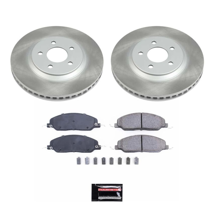 PowerStop SC1380 Semi-Coated Rotor and Low-Dust Ceramic Brake Pad Kit