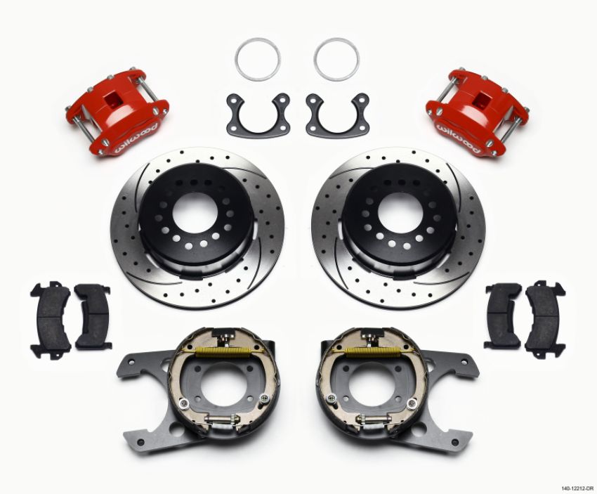 Wilwood 140-12212-DR D154 P/S P-B Kit Drilled-Red Small Ford 2.50in Offset