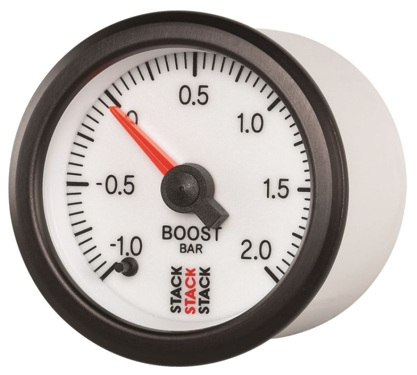 AutoMeter ST3361 Stack 52mm -1 to +2 Bar (Incl T-Fitting) Pro Stepper Motor Boost Pressure Gauge - White