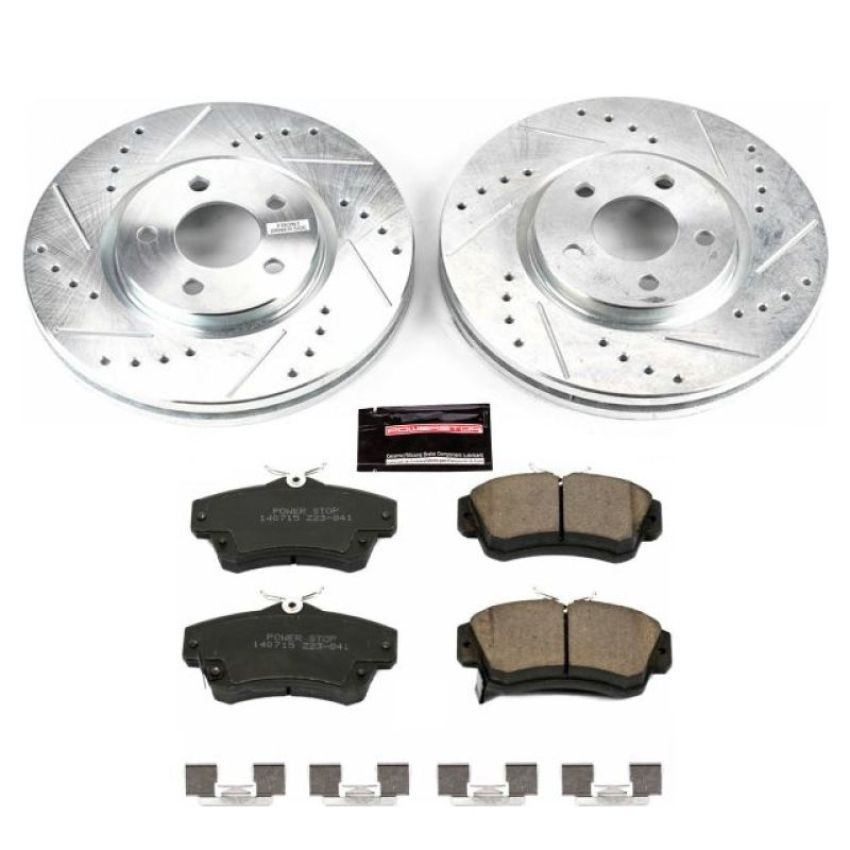 PowerStop K1706 Z23 Daily Driver Carbon-Fiber Ceramic Brake Pad and Drilled & Slotted Rotor Kit