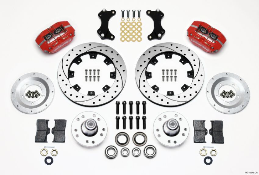 Wilwood 140-13346-DR Dynapro Dust-Boot Front Kit 12.19in Drilled-Red WWE ProSpindle