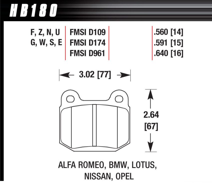 Hawk Performance HB180F.560 HPS Disc Brake Pad